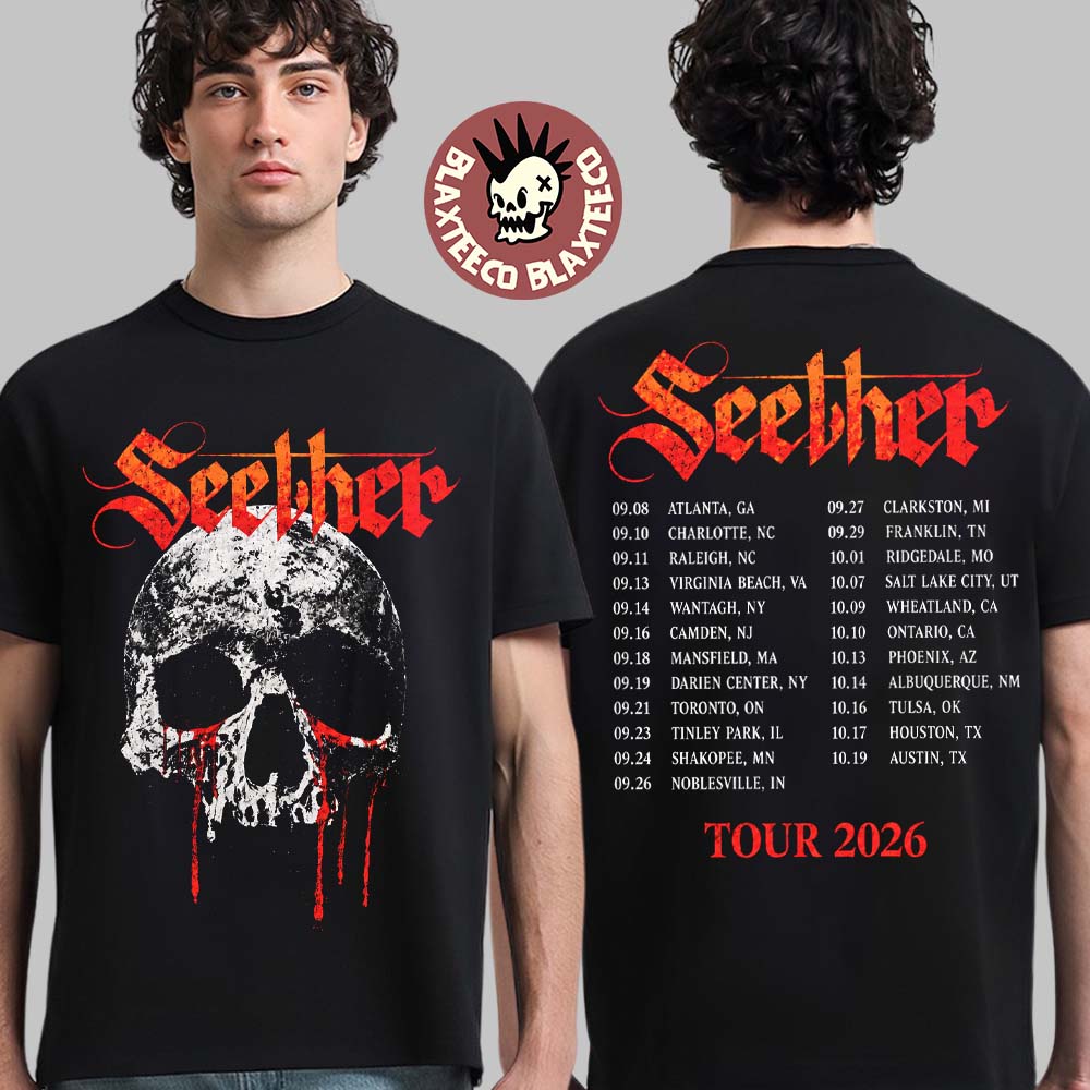 Seether Break The Cycle Tour 2026 North America Merch Bloody Skull T-Shirt