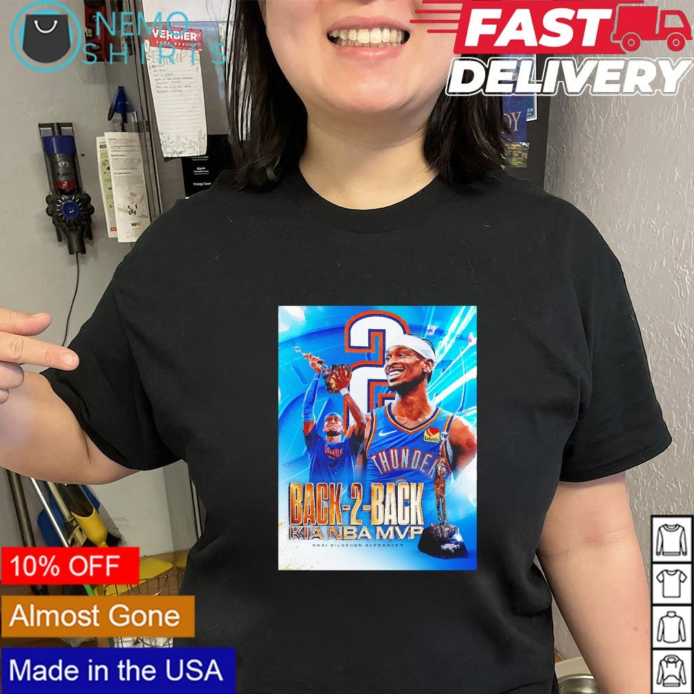 Shai Gilgeous-Alexander OKC Thunder back-2-back 2025-26 Kia NBA MVP shirt