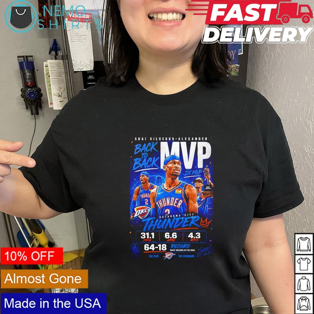 Shai Gilgeous-Alexander OKC Thunder back to back 2x MVP record shirt