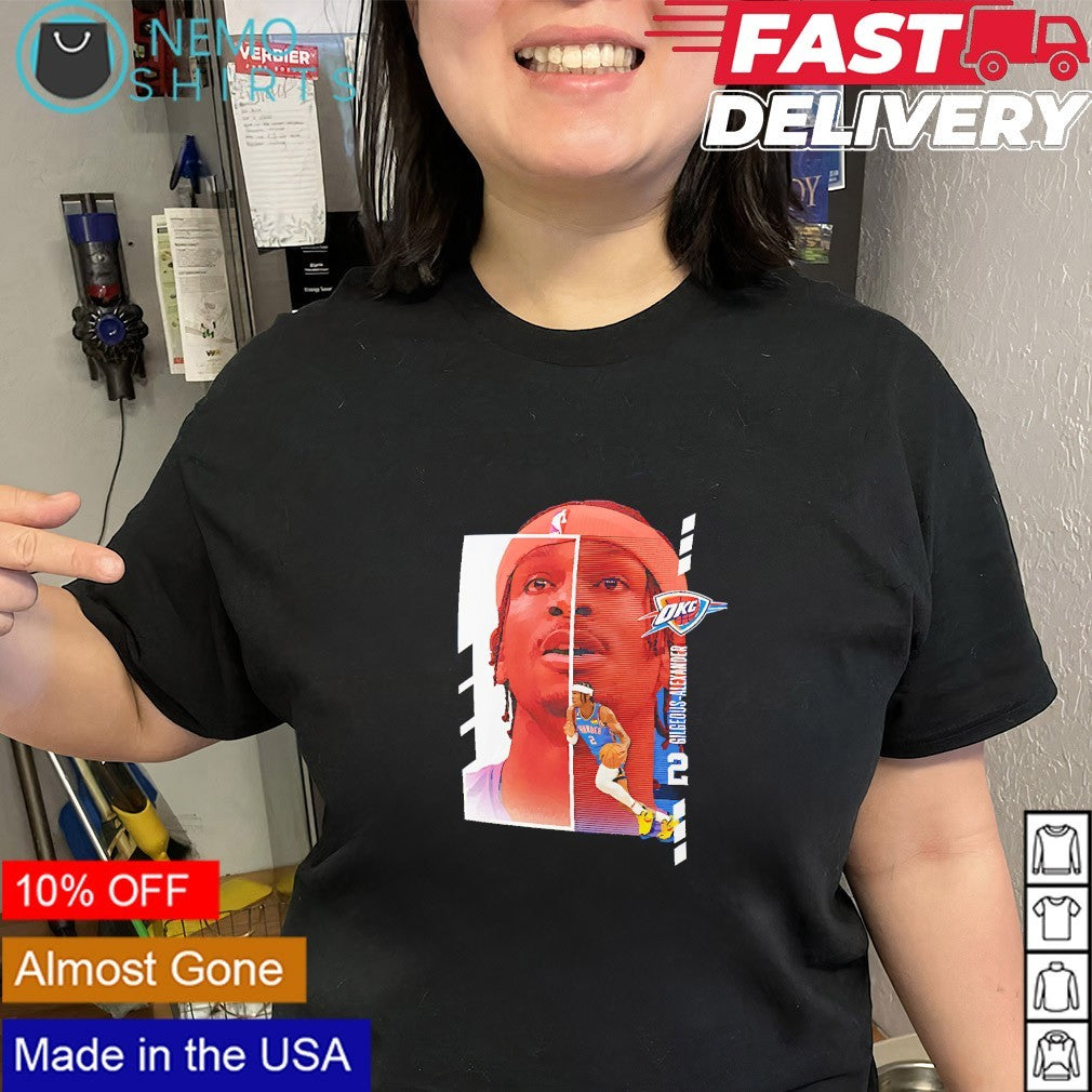 Shai Gilgeous-Alexander Oklahoma City Thunder player name & number jump pass shirt