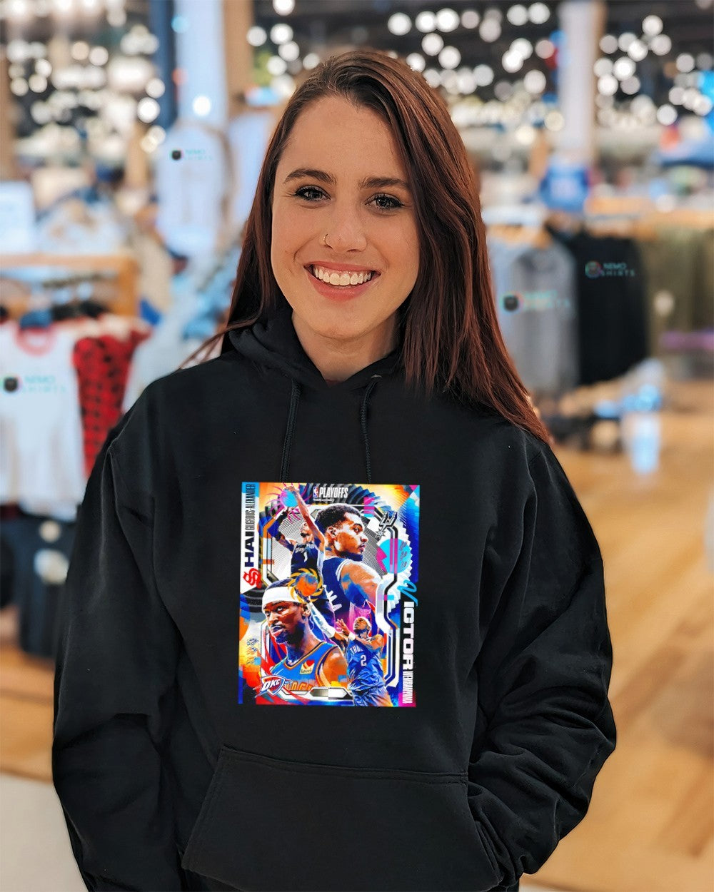 Shai Gilgeous-Alexander of Thunder and Victor Wembanyama of Spurs matchup shirt