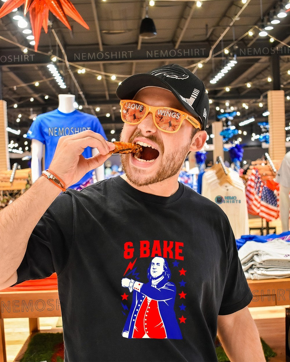 Shake and Bake Drinking America Benjamin Franklin graphic shirt