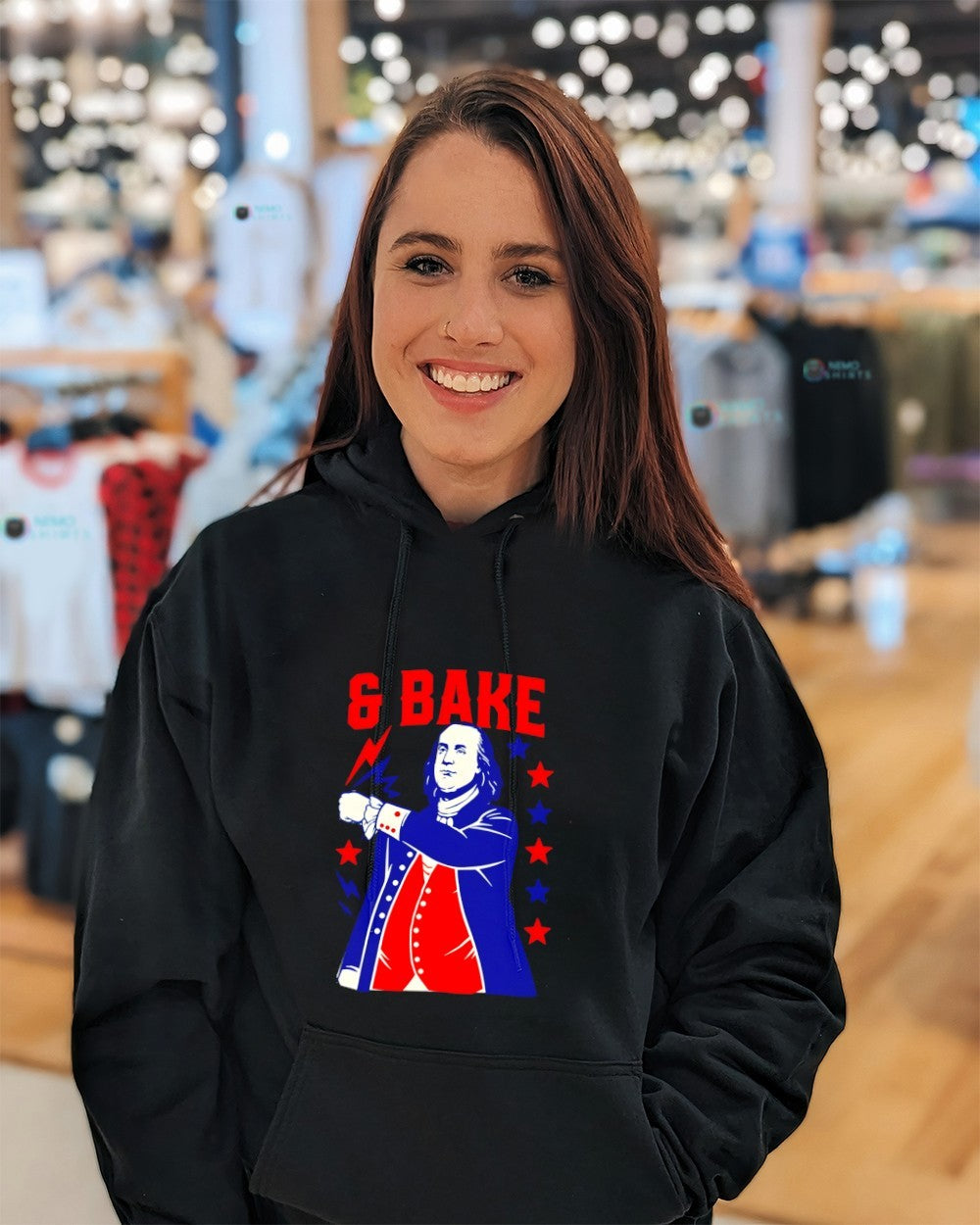 Shake and Bake Drinking America Benjamin Franklin graphic shirt