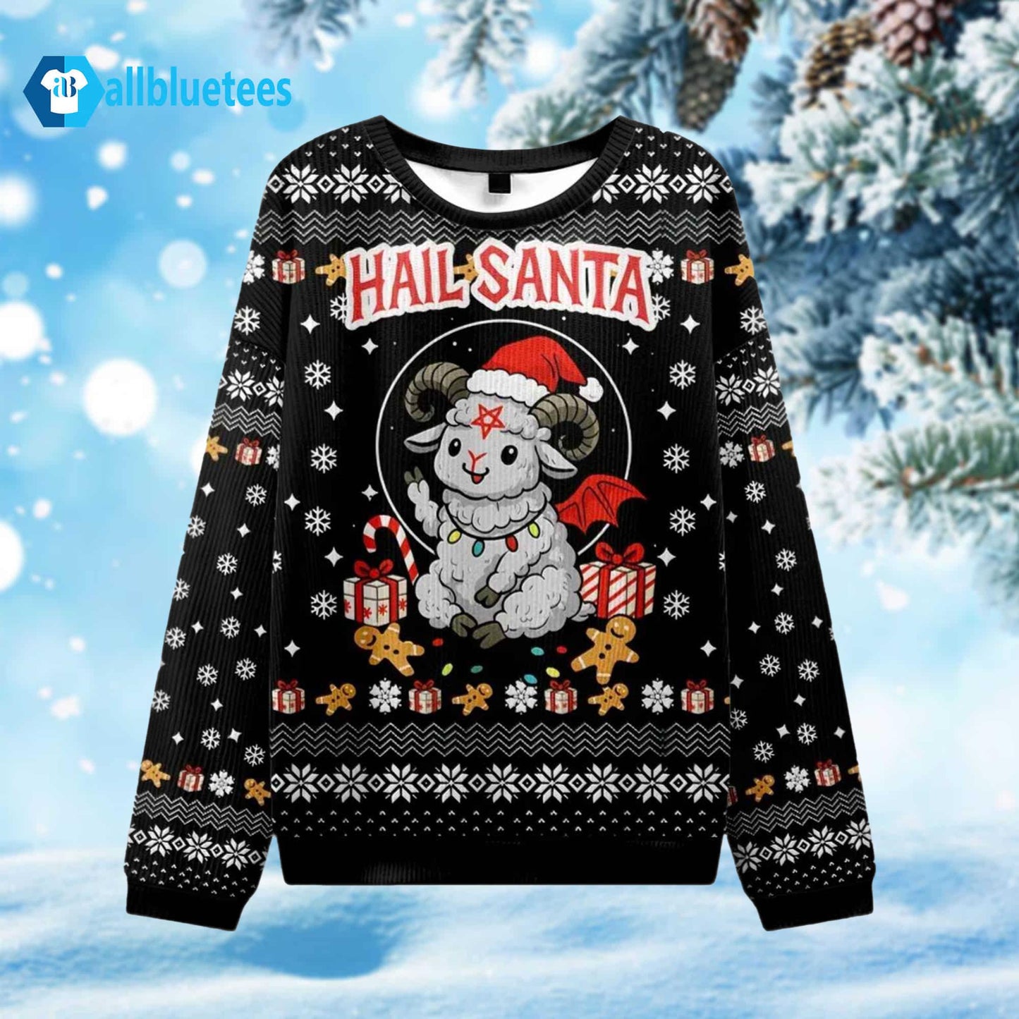 Sheep Hail Santa Ugly Christmas Sweater