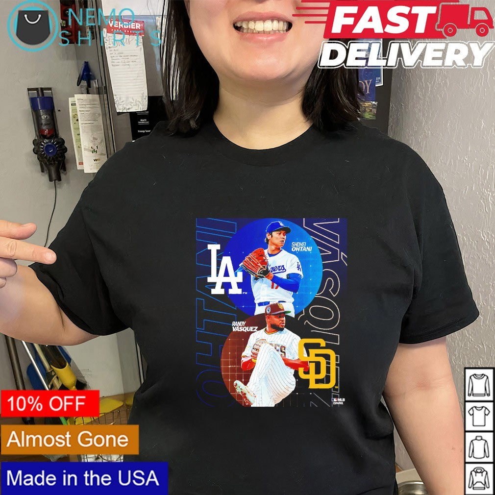 Shohei Ohtani Dodgers and Randy Vasquez Padres matchup shirt