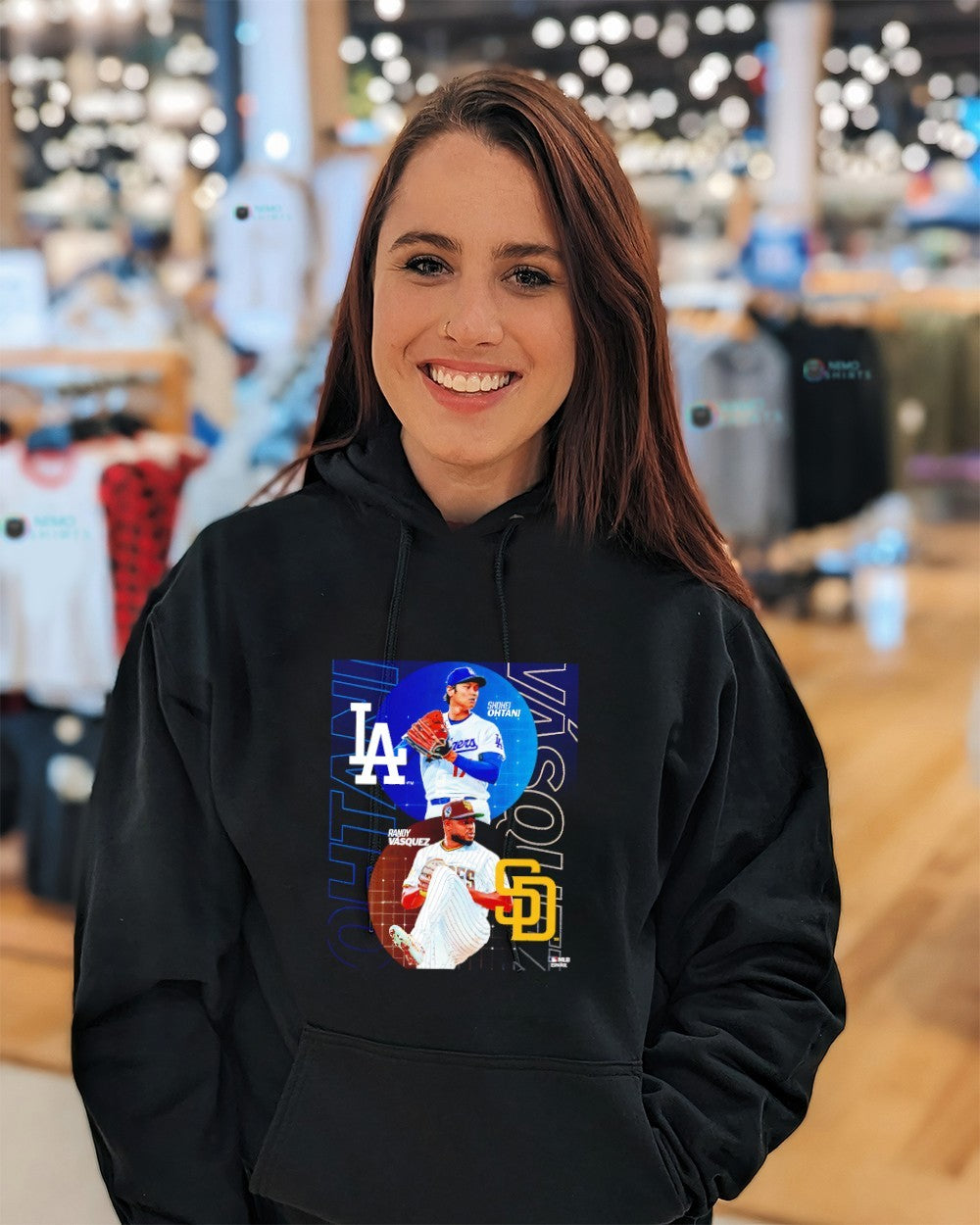 Shohei Ohtani Dodgers and Randy Vasquez Padres matchup shirt