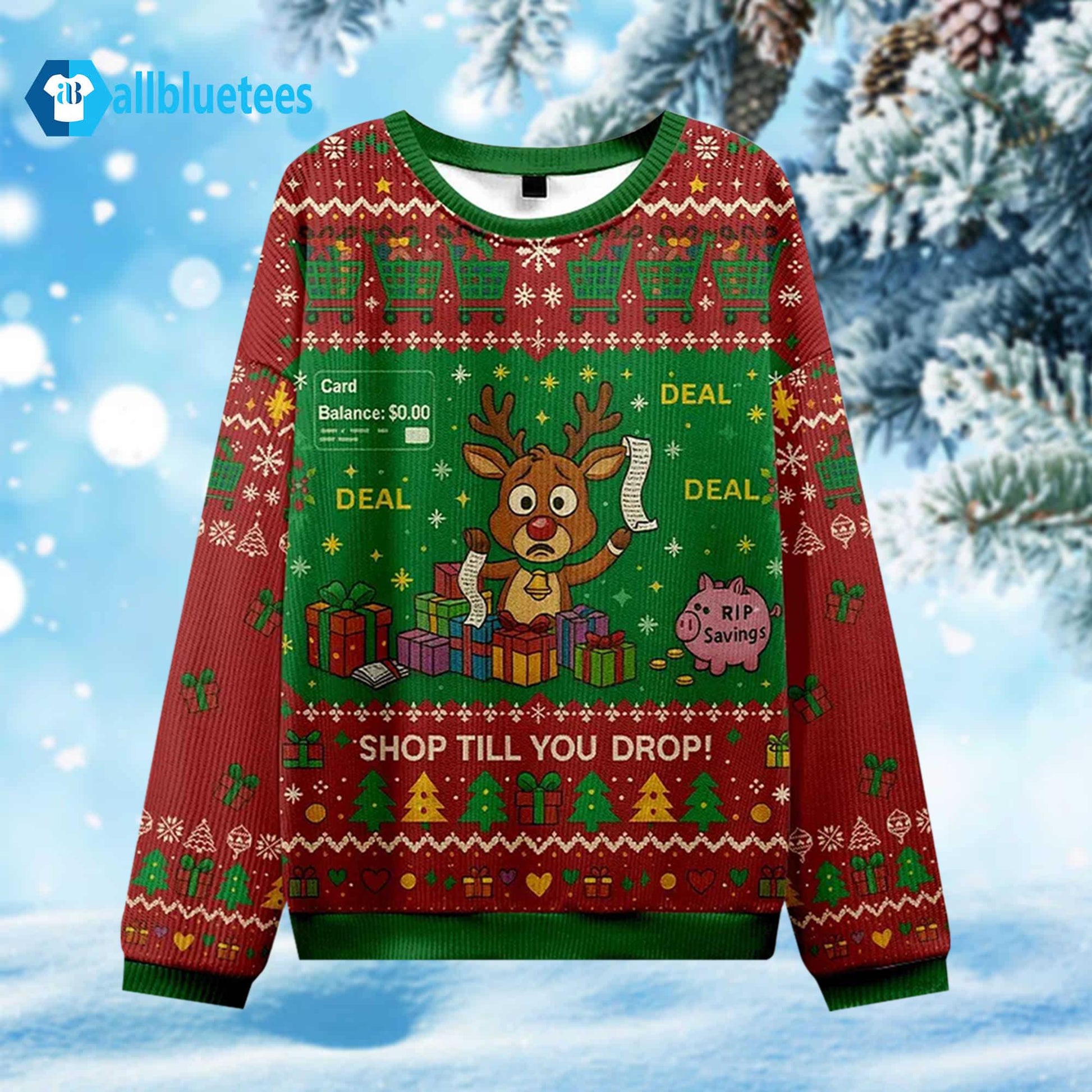 Shop Till You Drop Ugly Christmas Sweater
