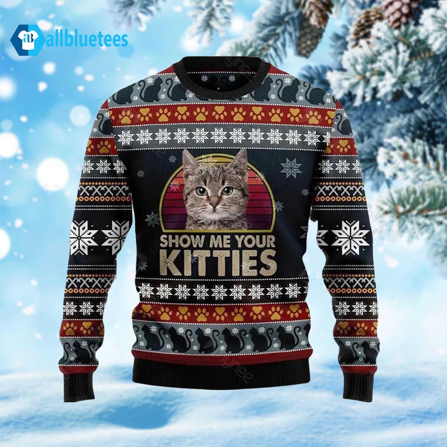 Show Me Your Kitties Ugly Christmas Sweater