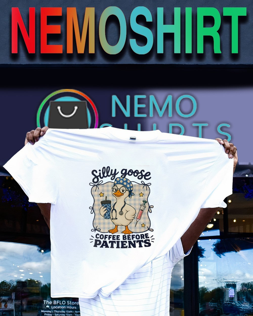 Silly goose nurse coffee before patients shirt