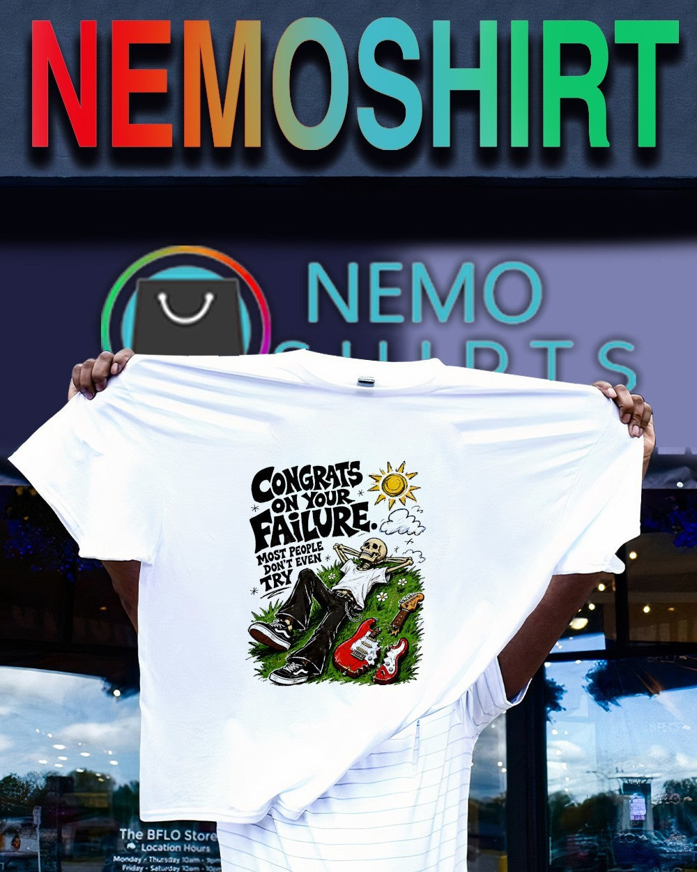 Skeleton congrats on your failure most people don’t even try shirt