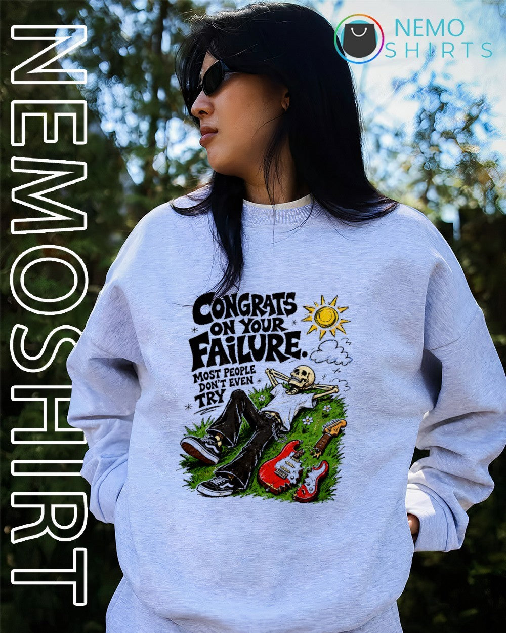 Skeleton congrats on your failure most people don’t even try shirt