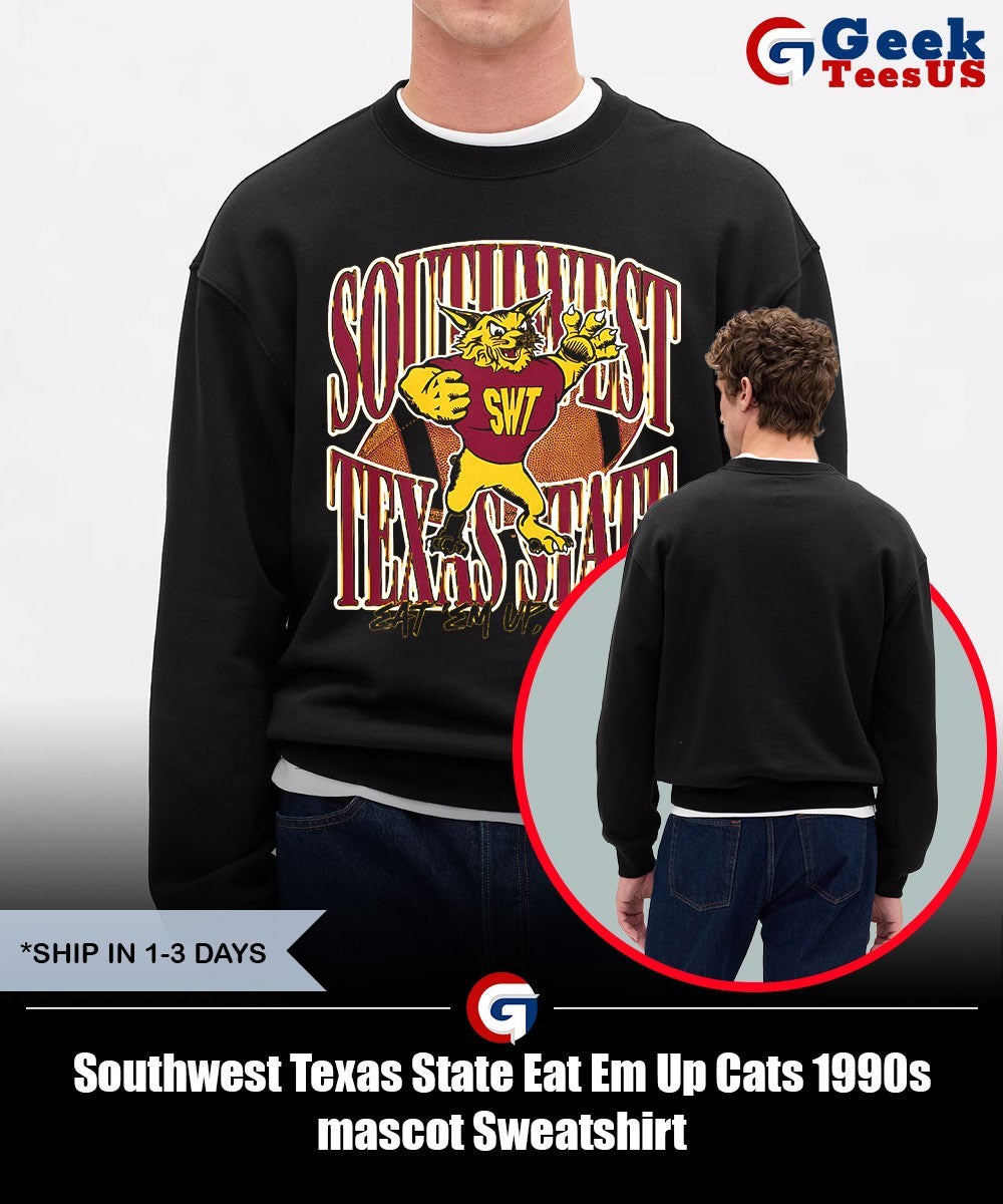 Southwest Texas State Eat Em Up Cats 1990s mascot shirt