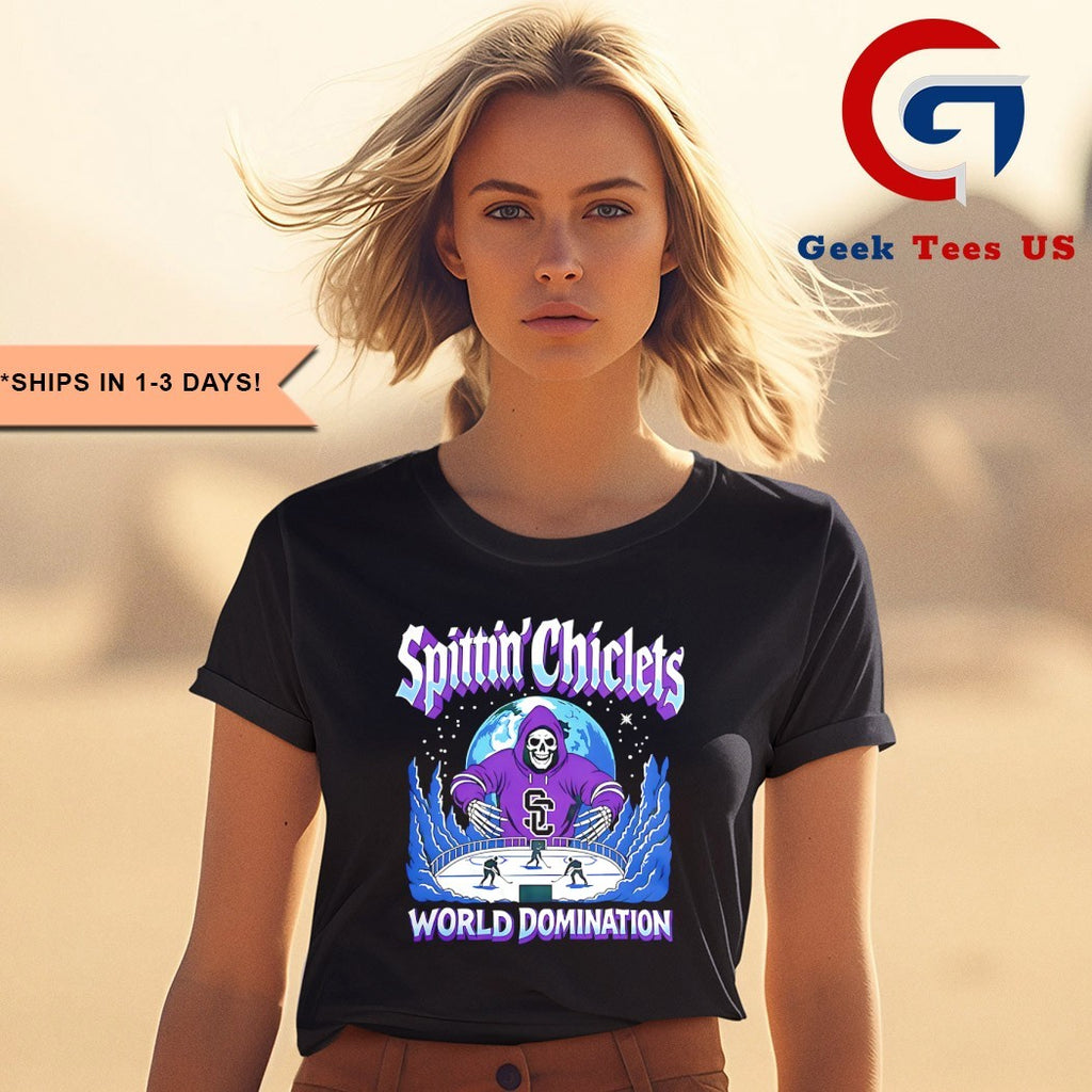 Spittin Chiclets Podcast Merch World Domination shirt