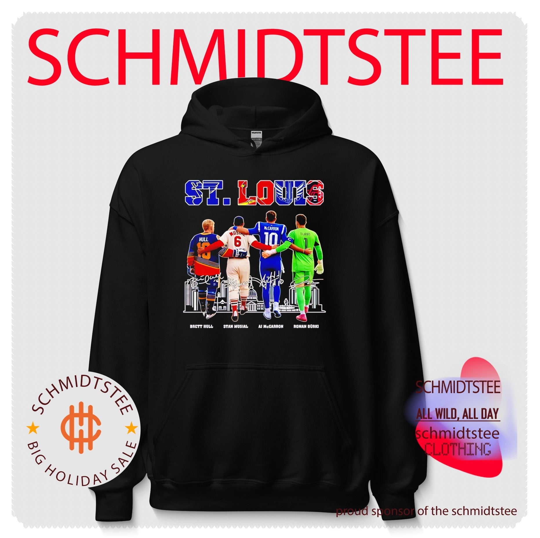 St. Louis sports Brett Hull Stan Musial skyline signature shirt