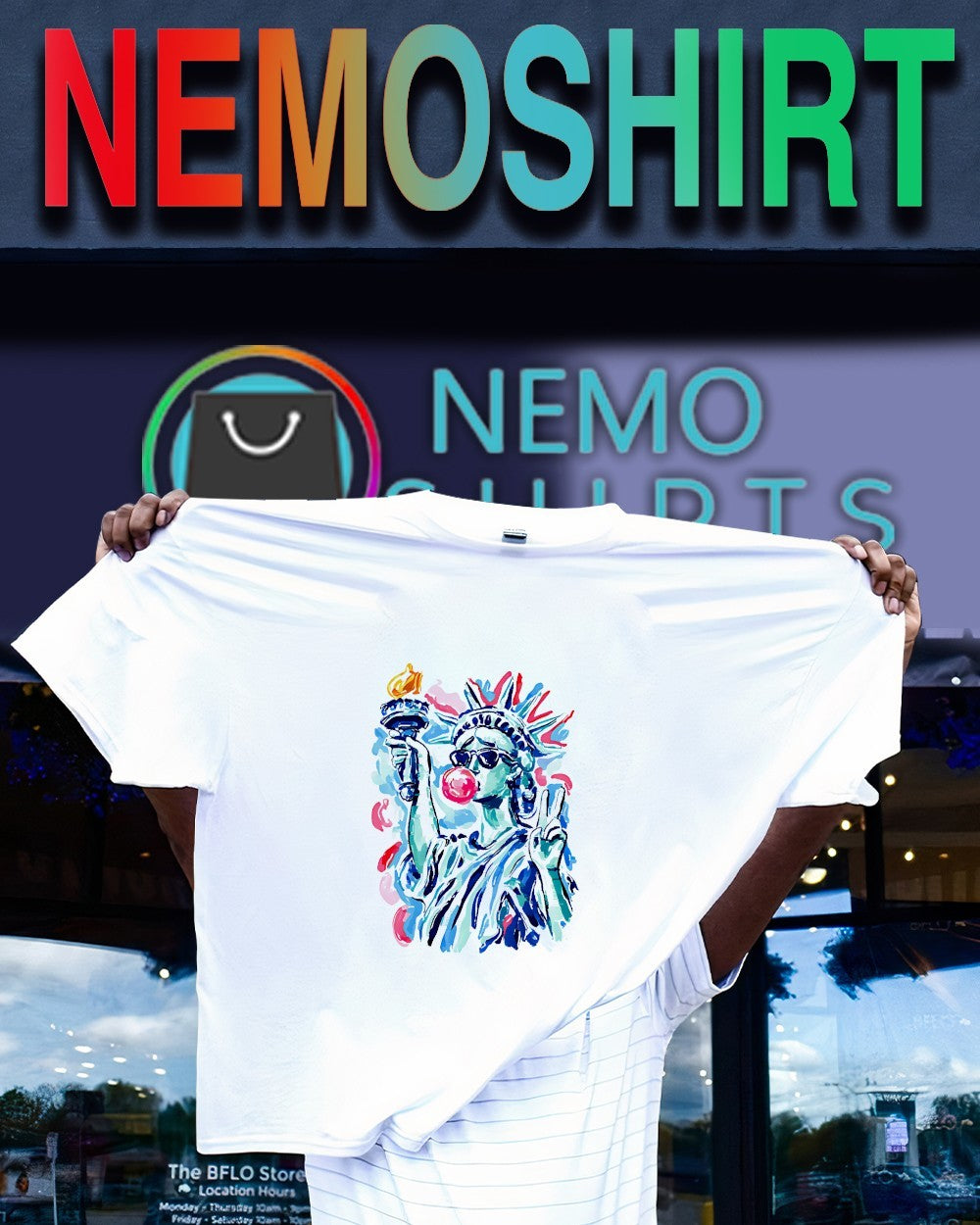 Statue Of Liberty blowing bubble gum funny shirt