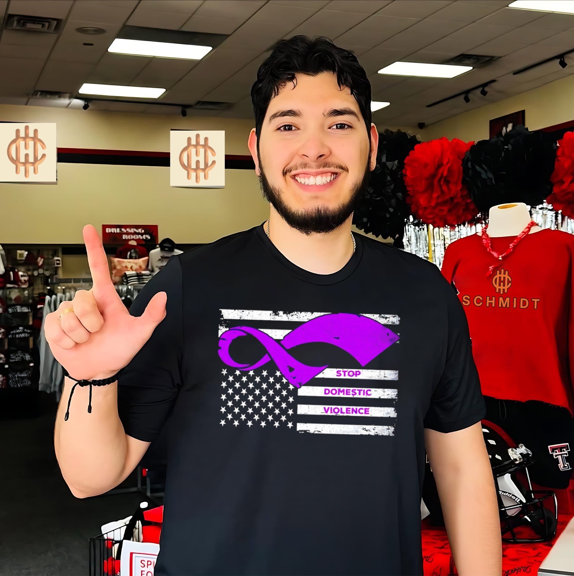 Stop domestic violence Purple Ribbon America flag shirt