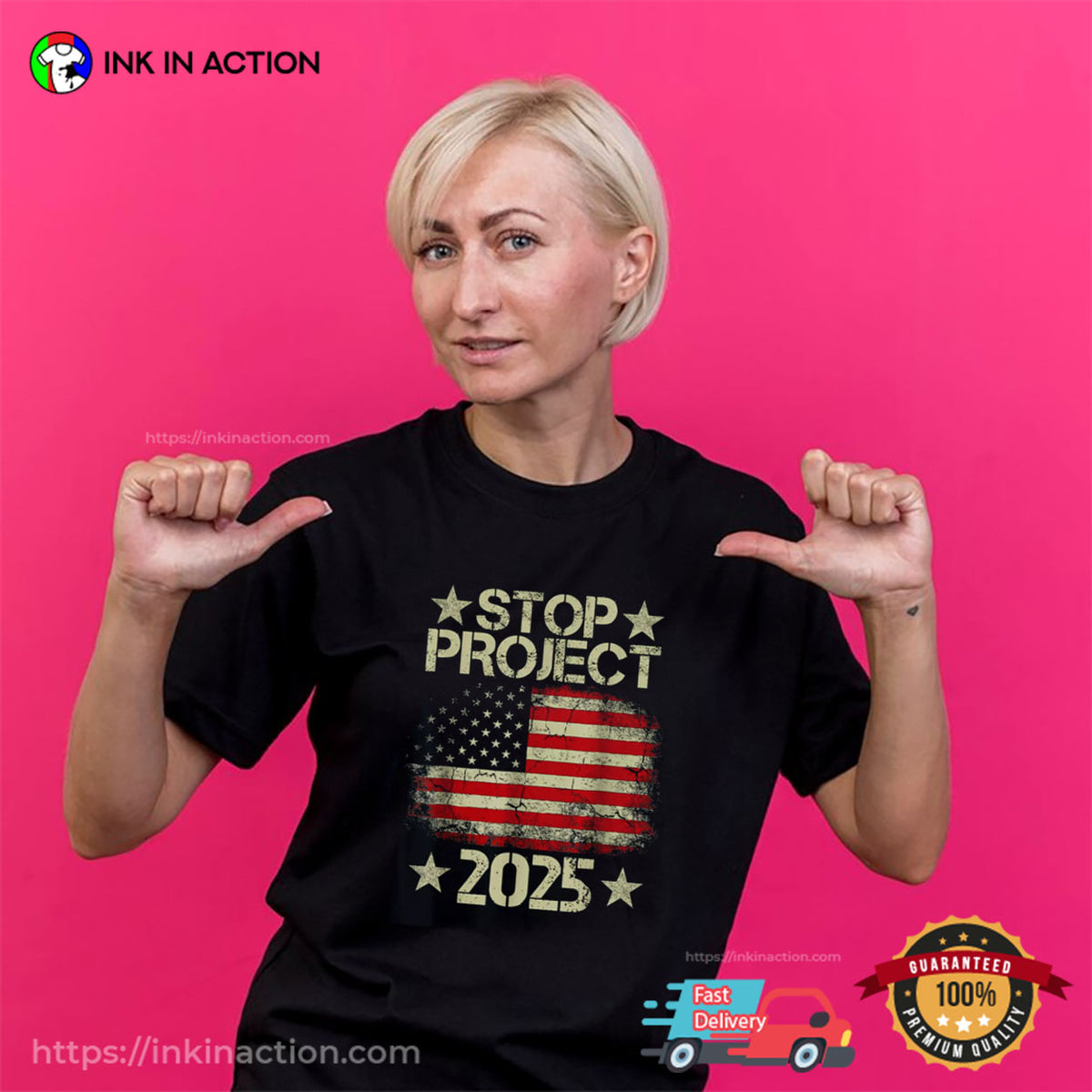 Stop Project 2025 American Flag T-shirt