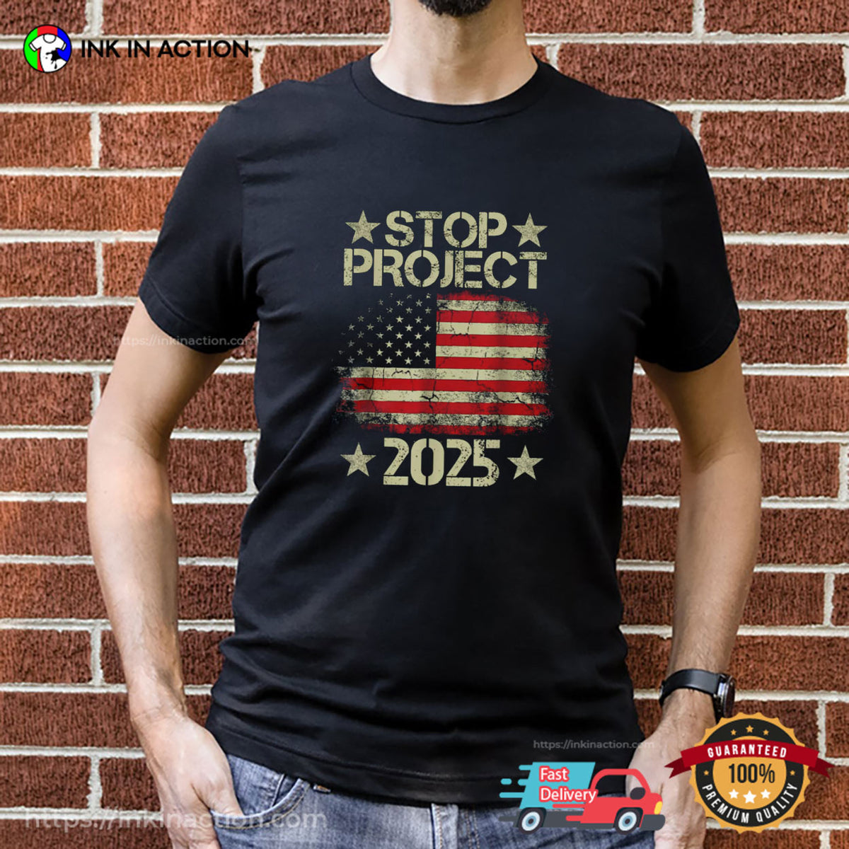 Stop Project 2025 American Flag T-shirt