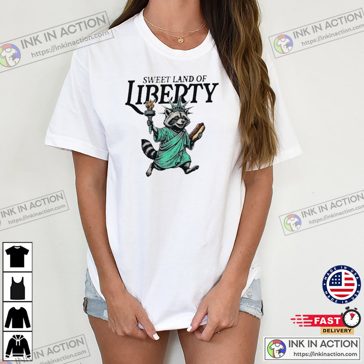 Sweet Land Of Liberty Funny Raccoon Statue Of Liberty Shirt