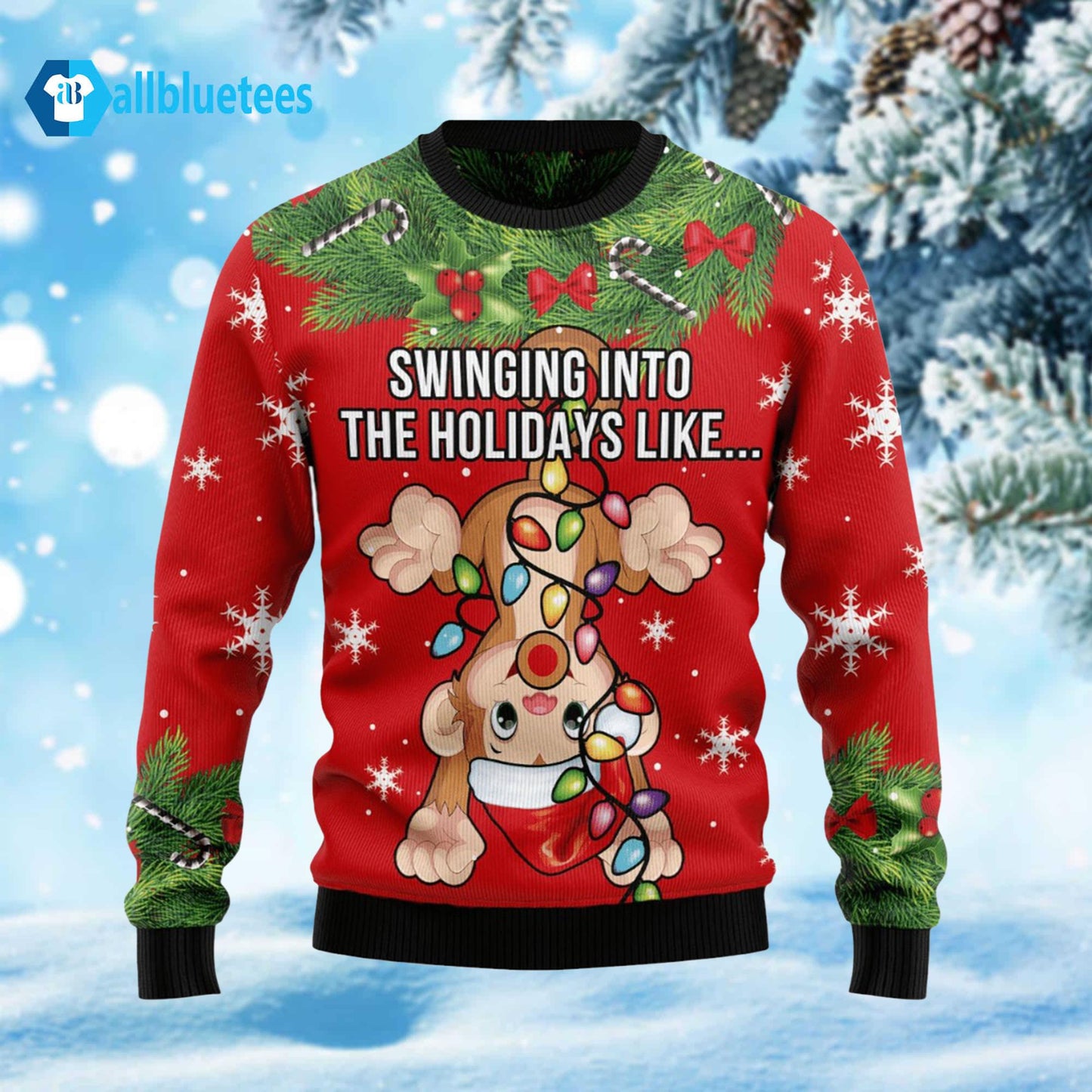 Swinging Into The Holidays Like Monkey Ugly Christmas Sweater