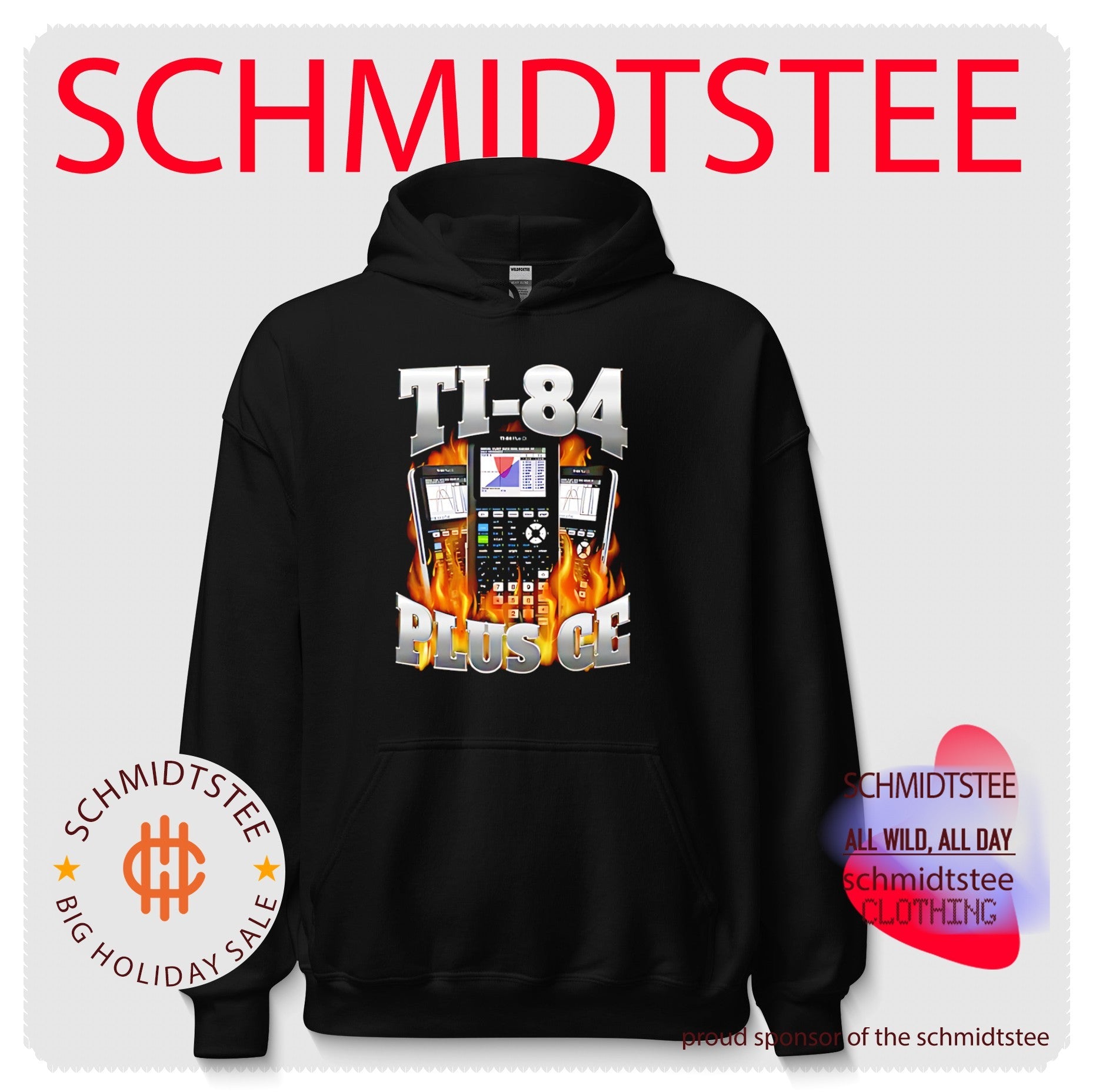 TI-84 Plus CE calculators on fire shirt