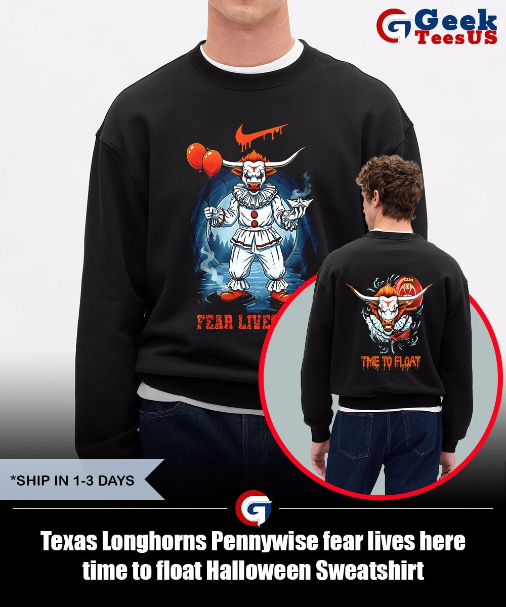 Texas Longhorns Pennywise fear lives here time to float Halloween shirt