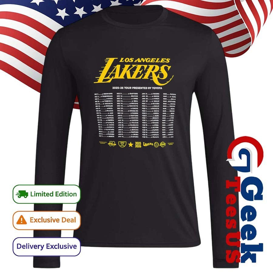 The 2025-26 Los Angeles Lakers Season Tour T-shirt