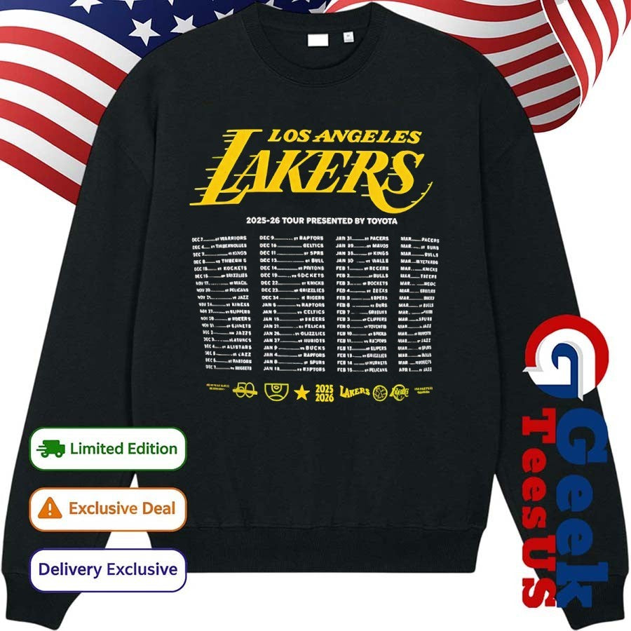 The 2025-26 Los Angeles Lakers Season Tour T-shirt