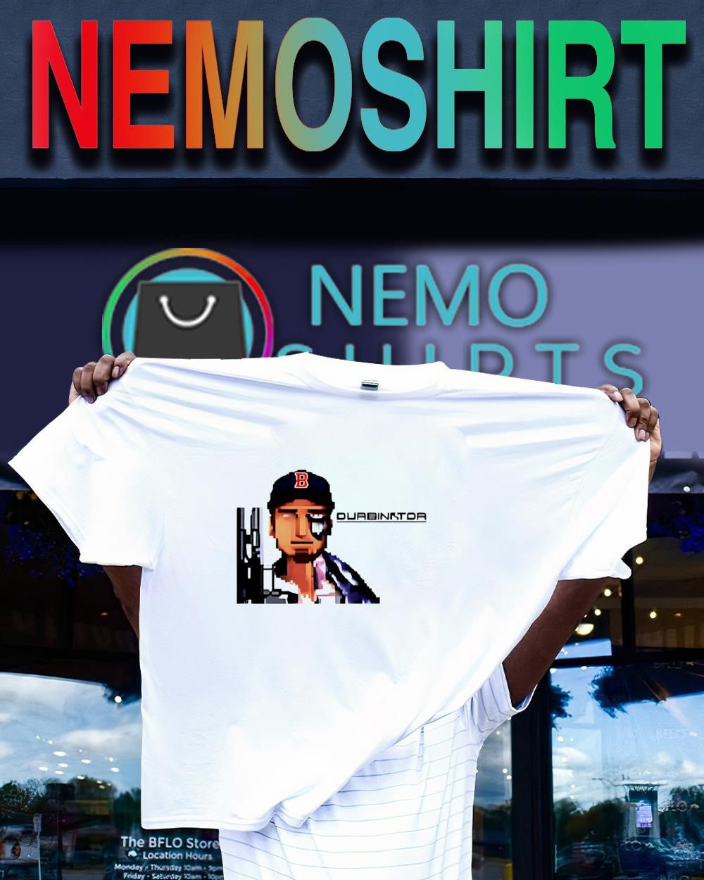 The Durbinator Pixel figure shirt