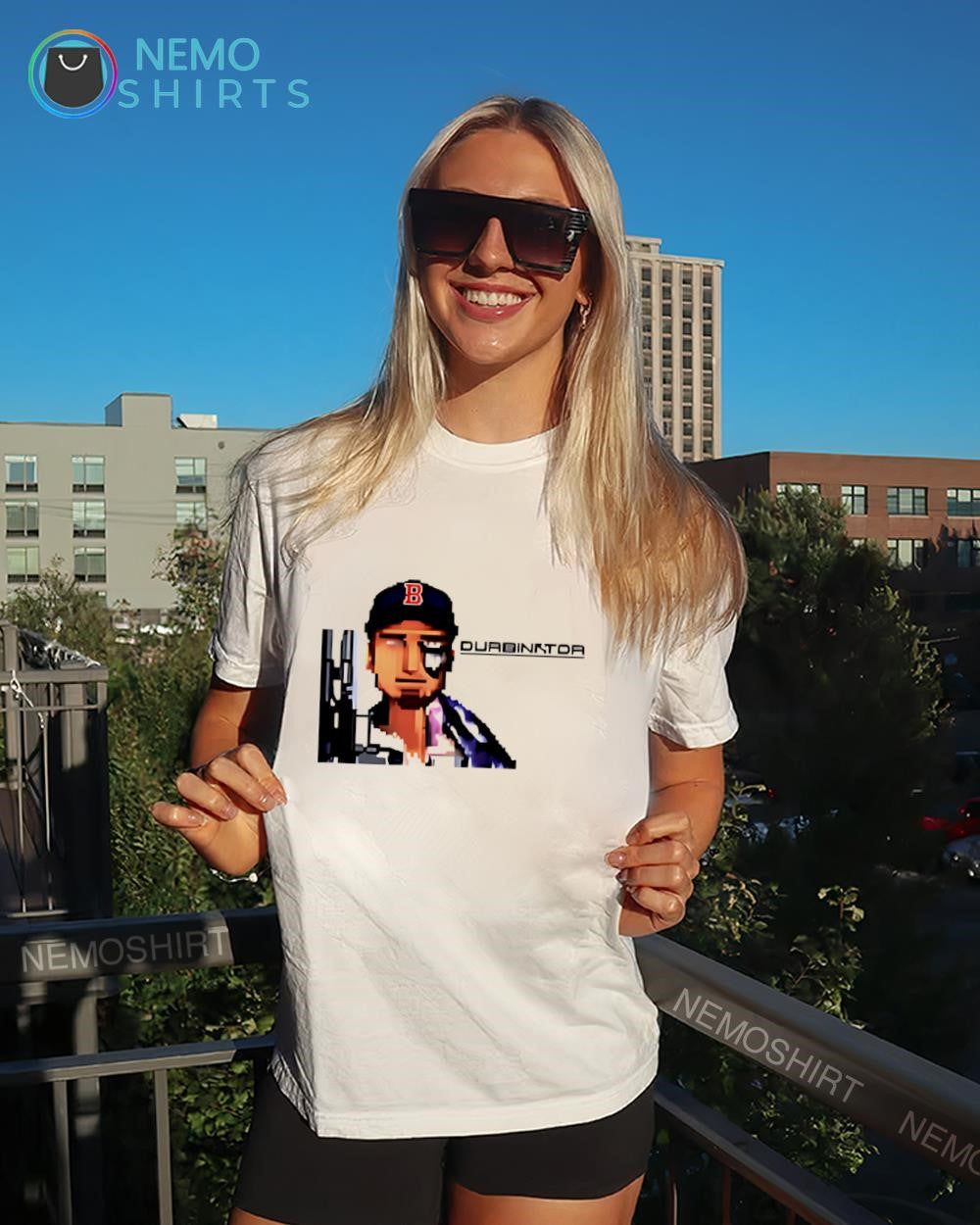 The Durbinator Pixel figure shirt