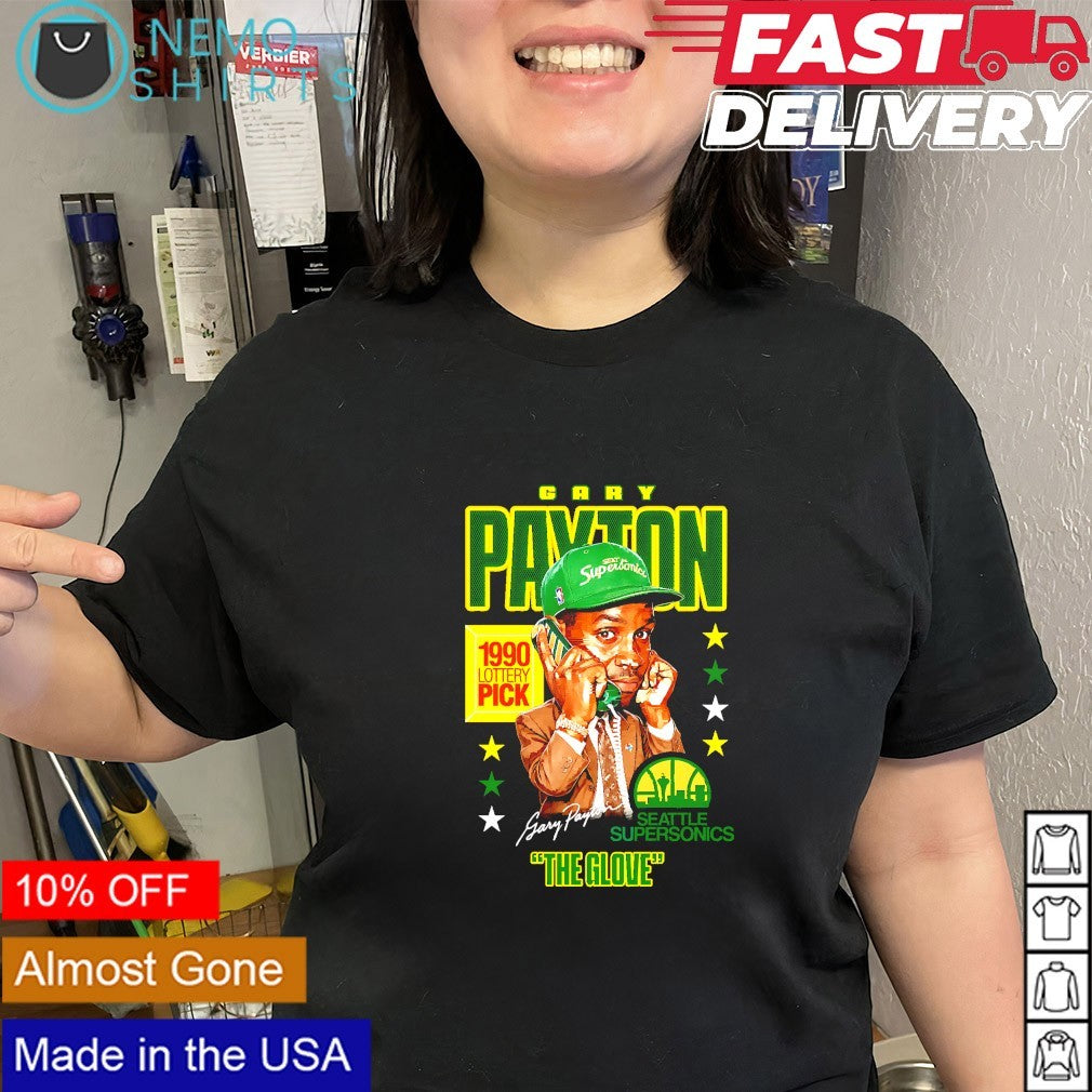 The Glove Gary Payton Seattle 1990Lottery Pick signature shirt