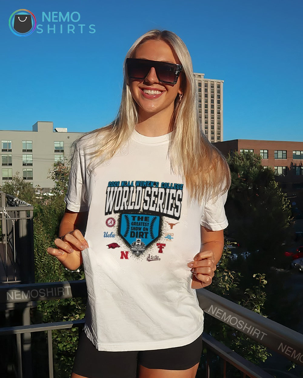 The greatest show on dirt 2026 NCAA women’s College World Series teams logos shirt