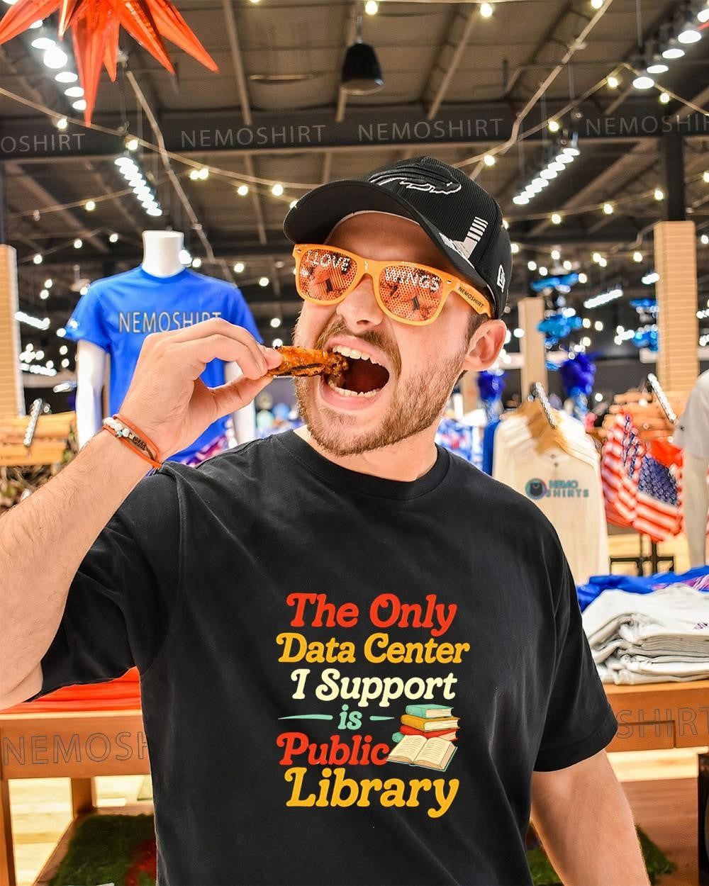 The only data center I support is public library stacked books shirt