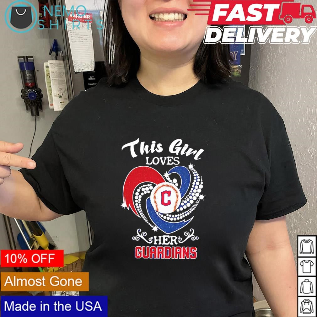 This girl loves her Cleveland Guardians logo shirt