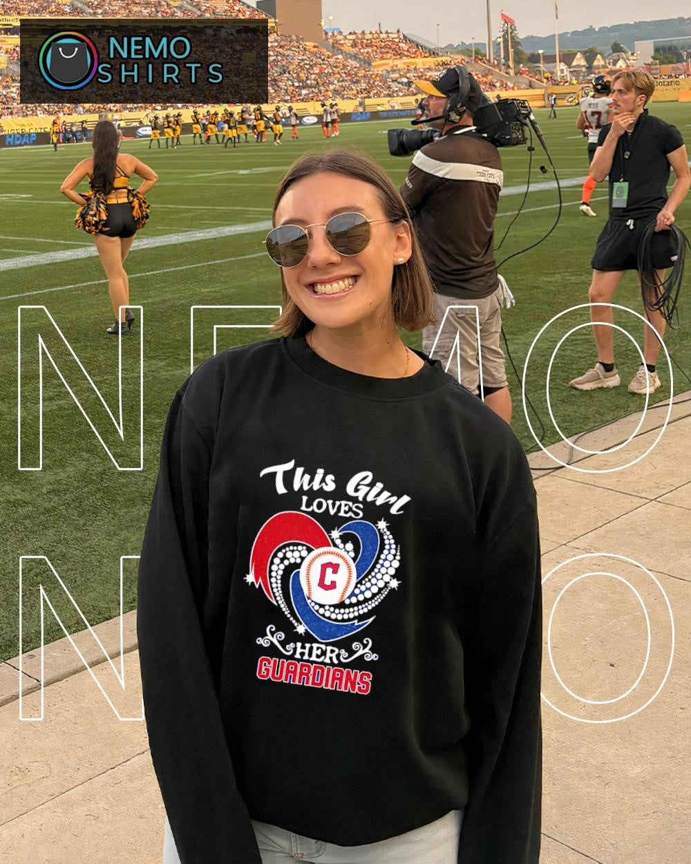 This girl loves her Cleveland Guardians logo shirt