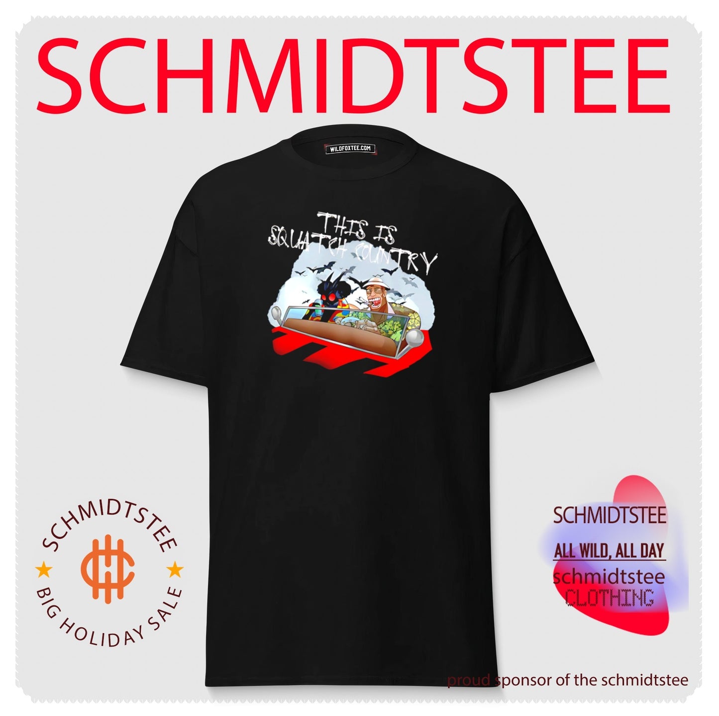 This is squatch country Cryptid Chronicles collection with Mothman and Sasquatch shirt