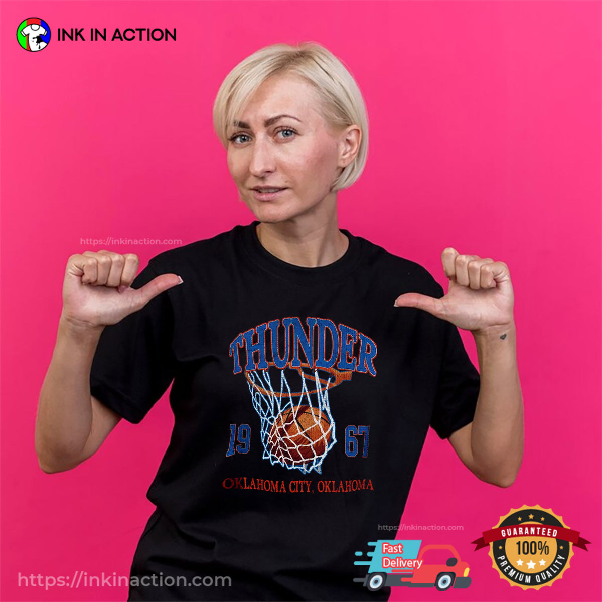 Thunder Oklahoma City Basketball 1967 Retro T-shirt