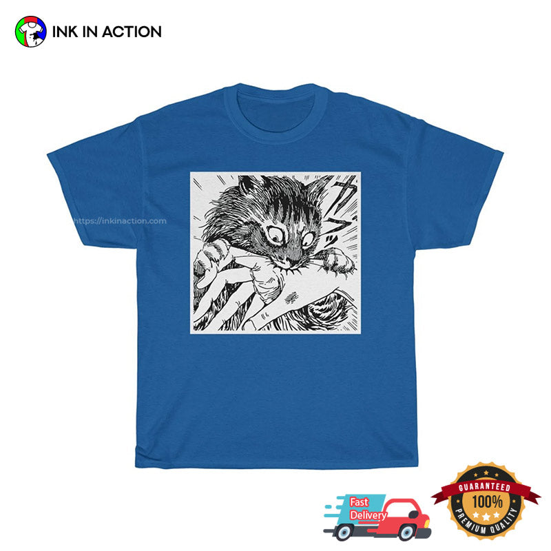 Tomie Cat Bites Creepy Horror Manga T-shirt