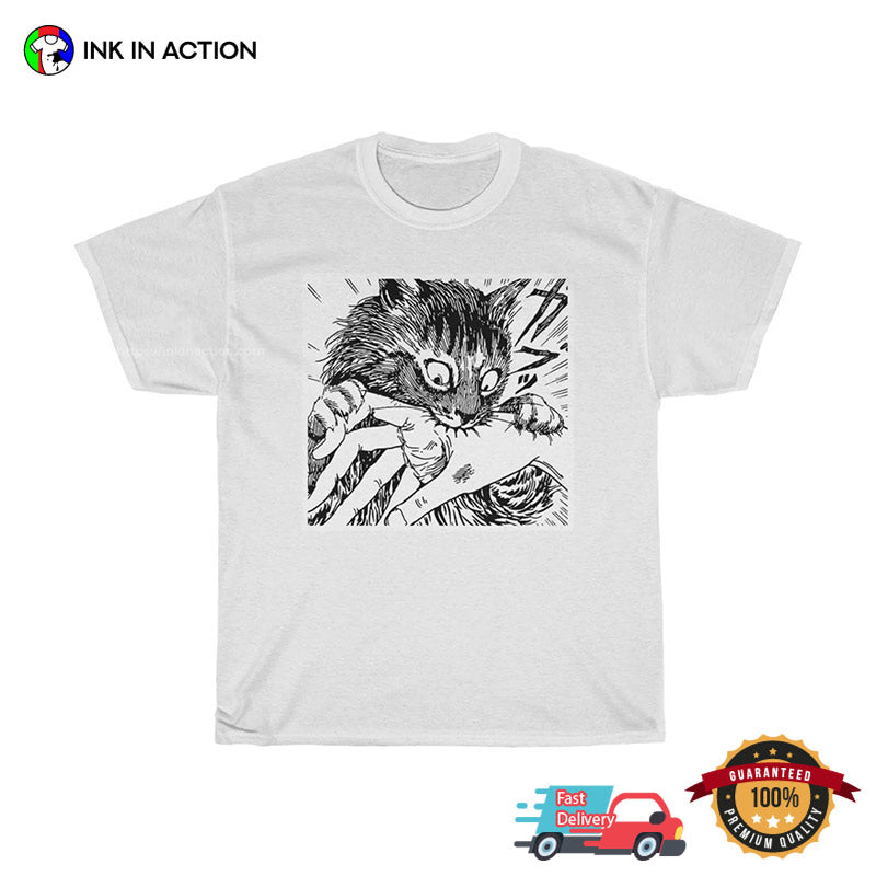 Tomie Cat Bites Creepy Horror Manga T-shirt