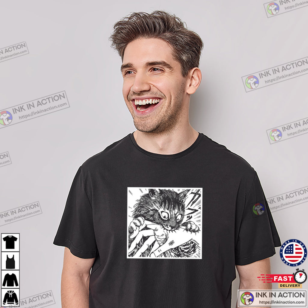 Tomie Cat Bites Creepy Horror Manga T-shirt