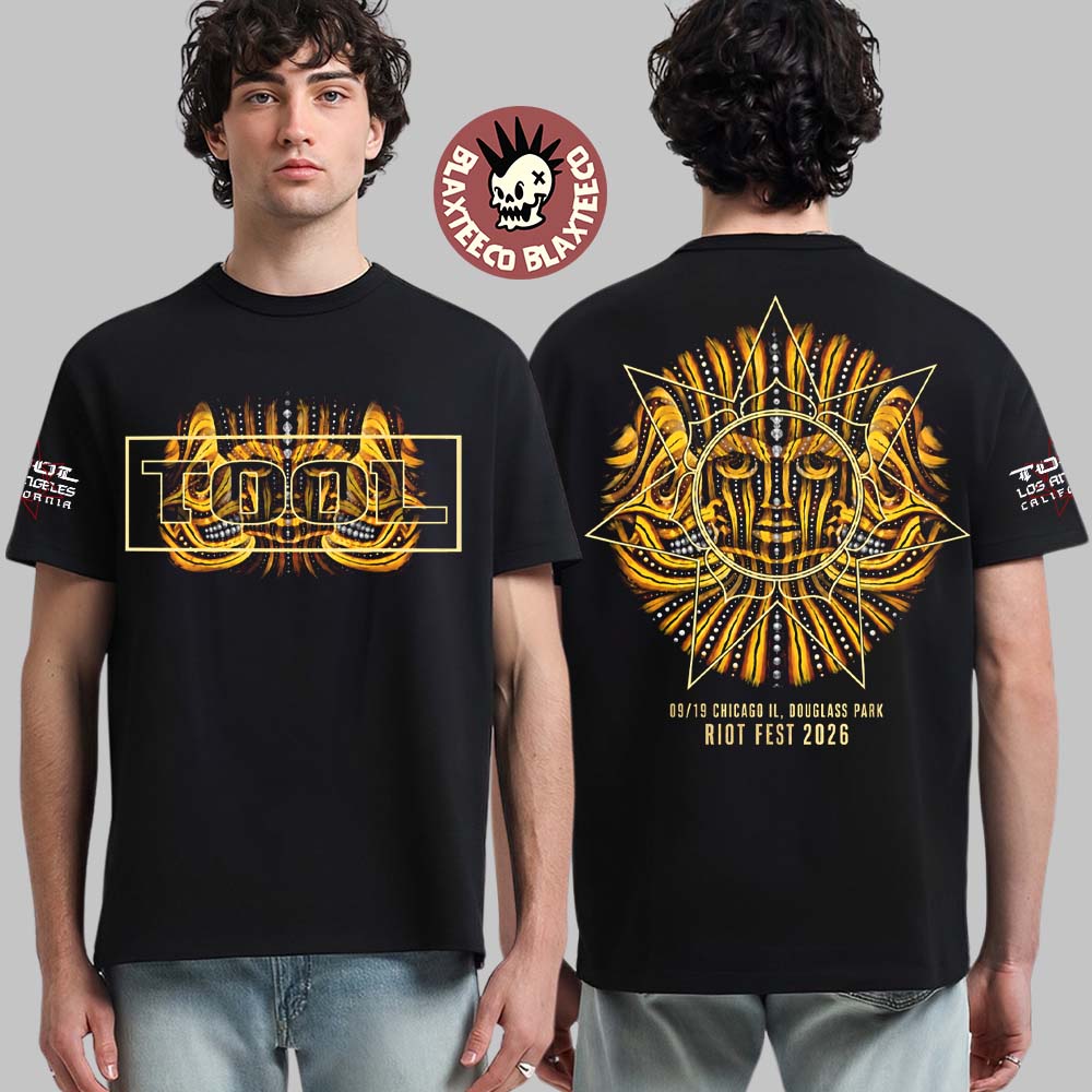 Tool Riot Fest 2026 Merch Tee Live At Douglass Park Chicago IL On September 19 2026 Golden Mask Sun T-Shirt