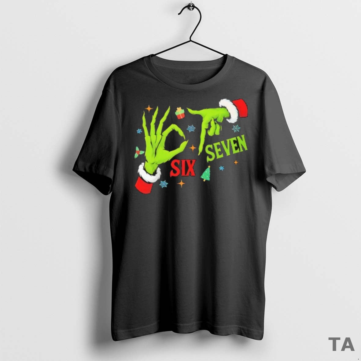 Top 6 7 Six Seven Grinch Hand Xmas Christmas T Shirt Sweater