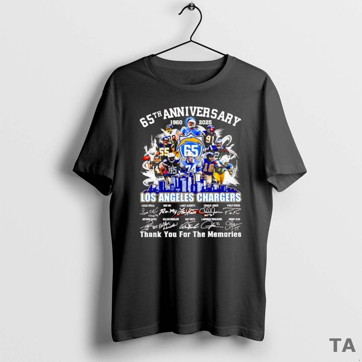 Top 65th Anniversary 1960 2025 Los Angeles Chargers Team Players T Shirt Sweater
