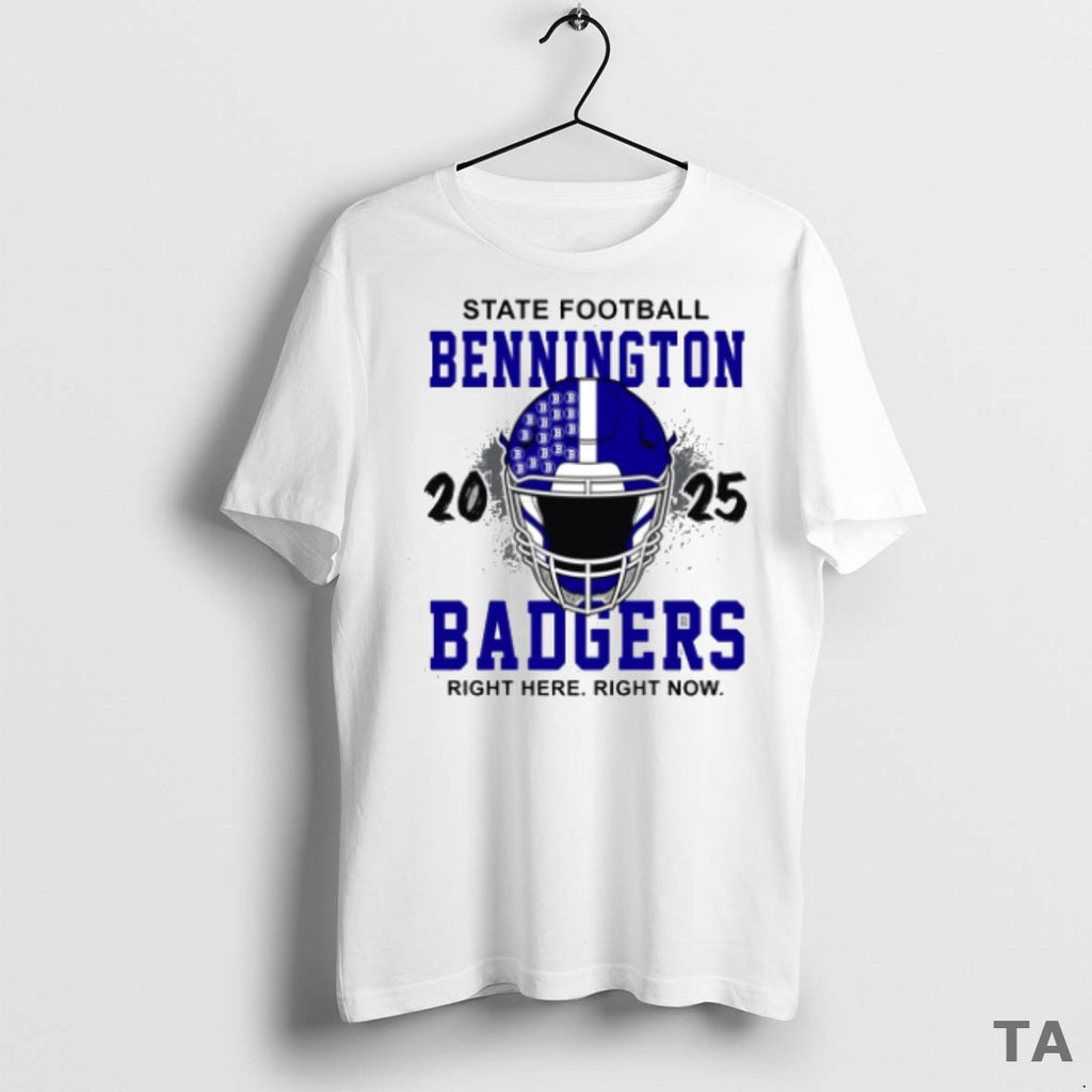 Top Bennington Badgers Booster Club State Football Right Here Right Now 2025 Helmet