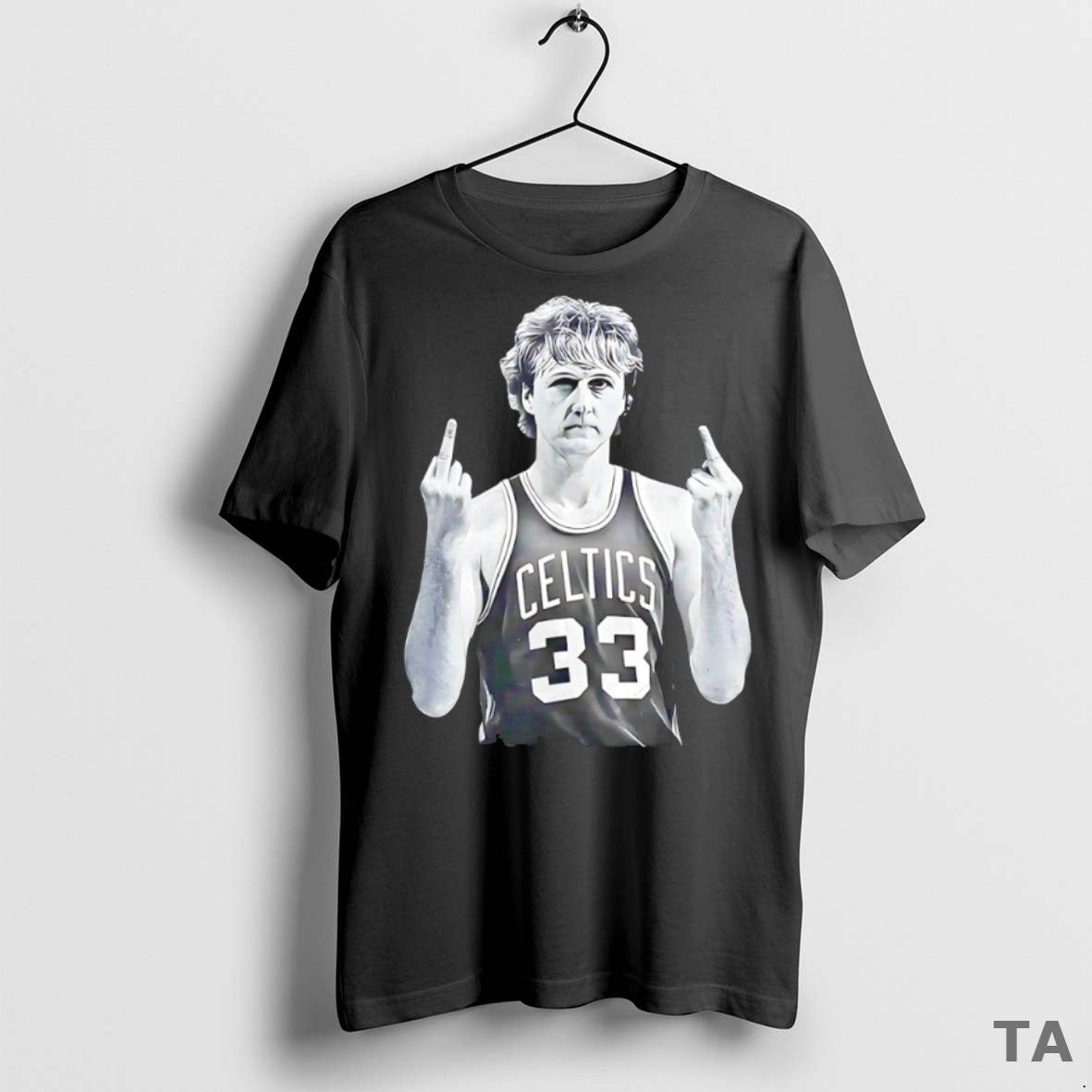 Top Boston Celtics Legend Larry Bird Middle Finger T Shirt Sweater