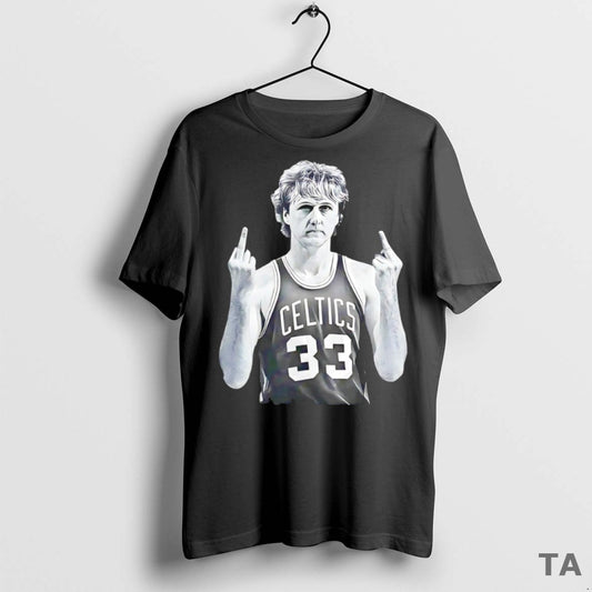 Top Boston Celtics Legend Larry Bird Middle Finger T Shirt Sweater