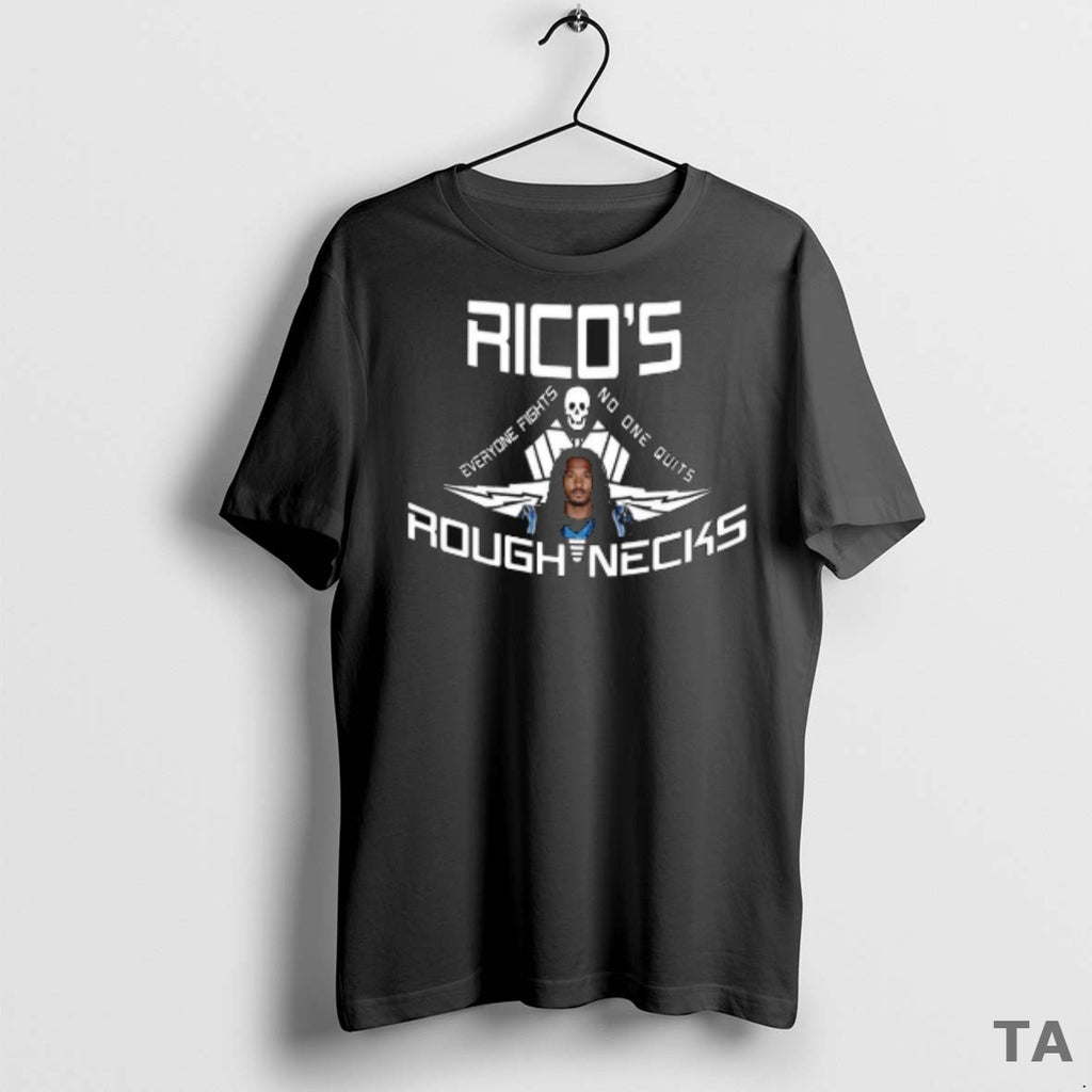 Top Carolina Panthers Ricos Everyone Fights No One Quits Rough Necks T Shirt Sweater