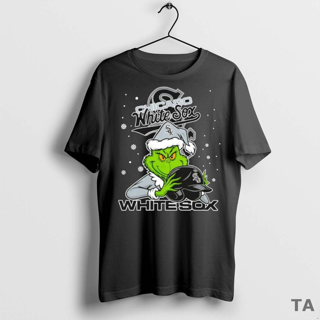Top Chicago White Sox Baseball Grinch Holding Helmet Christmas T Shirt Sweater