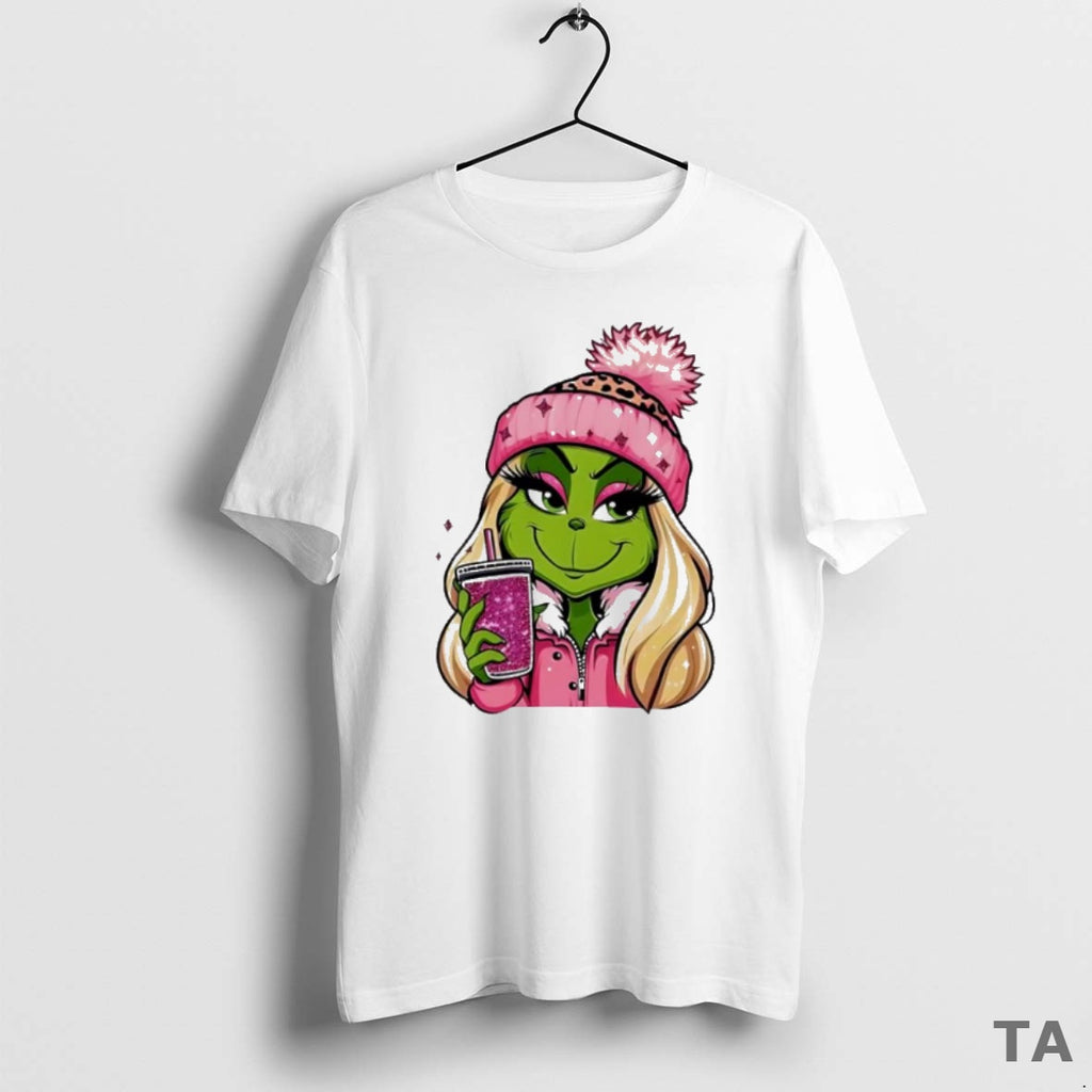 Top Christmas Pink Grinch Girl Milktea 2025 T Shirt Sweater
