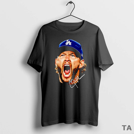 Top Clayton Kershaw Big Head Scream Los Angeles Dodgers 2025 World Champs T Shirt Sweater